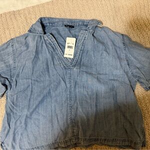 Blue Denim V-Neck Top